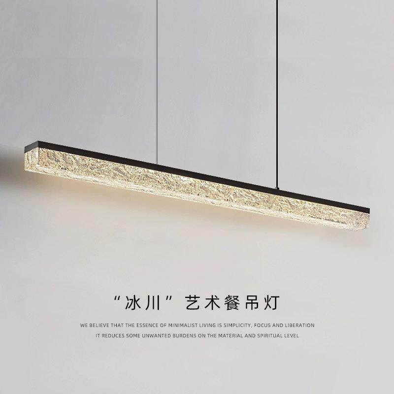 意式极简餐厅吊灯现代简约吧台创意全铜餐桌岛台设计师一字长条灯