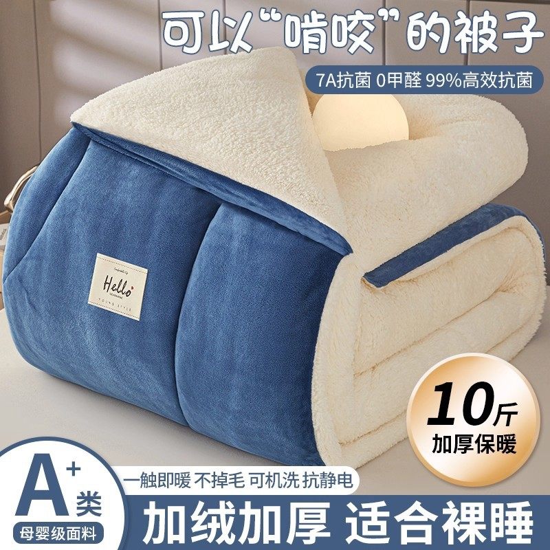 加厚牛奶绒被子冬被冬季羊羔绒保暖棉被芯宿舍单人春秋被2025新款,床上用品,化纤被,淘宝优惠券,粉丝福利购,淘宝优惠卷