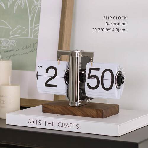 MIYU自动翻页时钟桌面摆件覆古机械表摆台式数字钟表创意客厅装饰