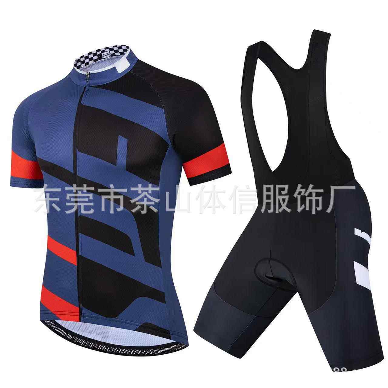 俱乐部跨境环法车队版山地车自行车单车短袖骑行服套装背带裤