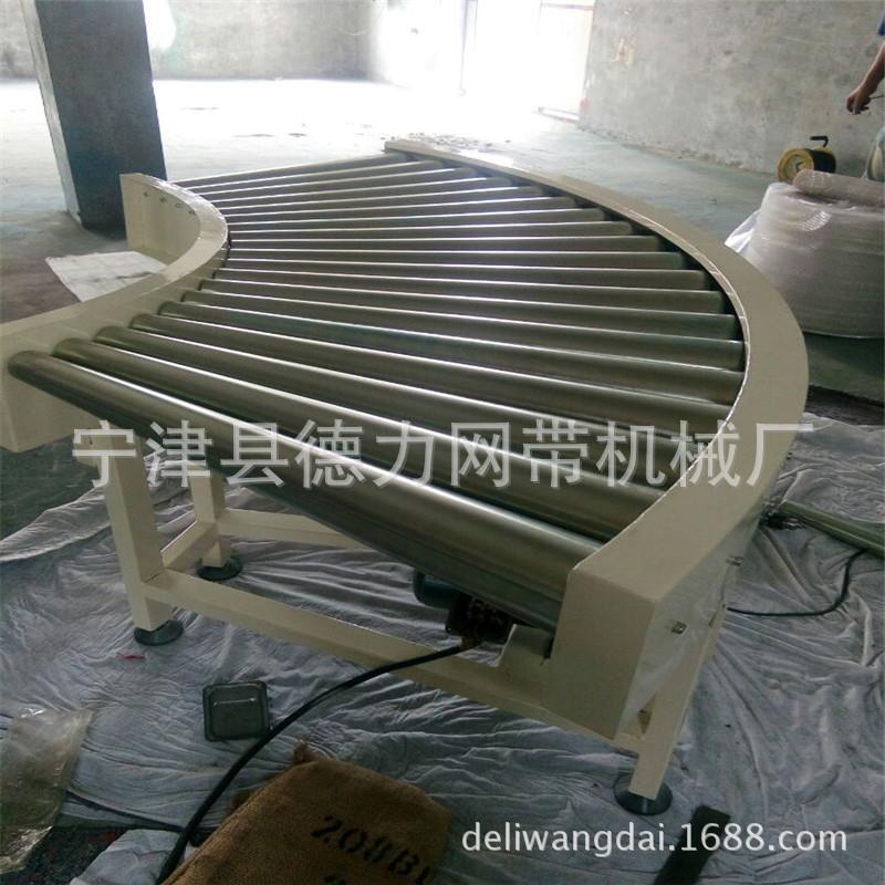90度滚筒转弯机180度弧形输送机动力滚筒线直行接驳转弯传送带