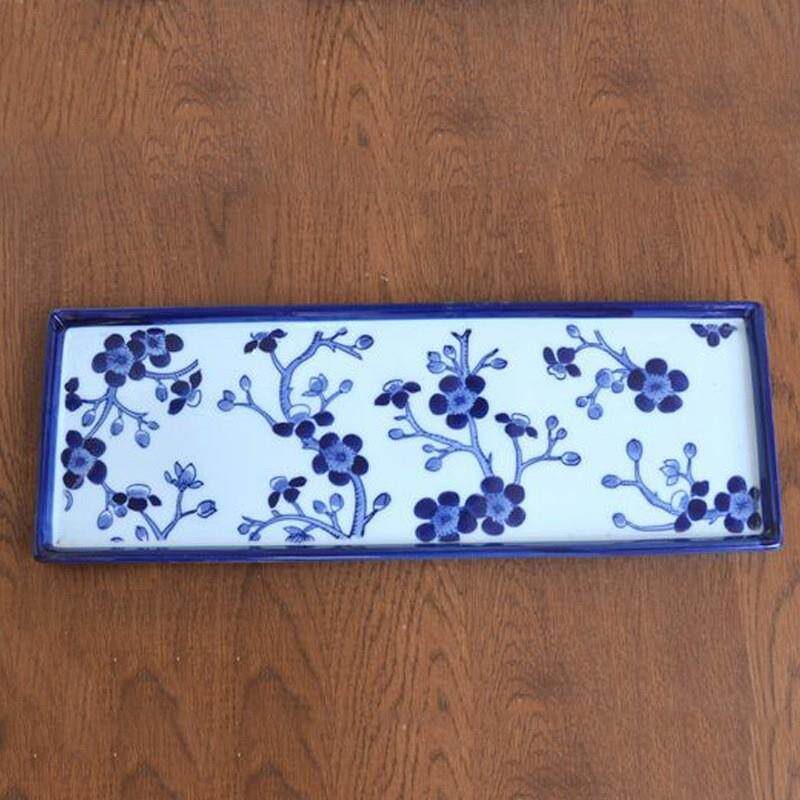 陶瓷装饰盘青花瓷四方瓷盘钥匙盘收纳装饰品客厅摆件装饰摆件