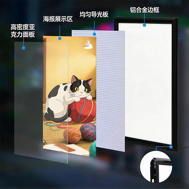 跨境超薄灯箱广告牌挂墙式LED灯箱四边开启式室内价目表招牌出口