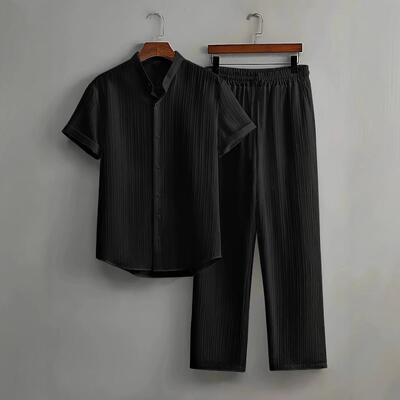 Men's Plain Short Sleeve Top & Pants Pyjama