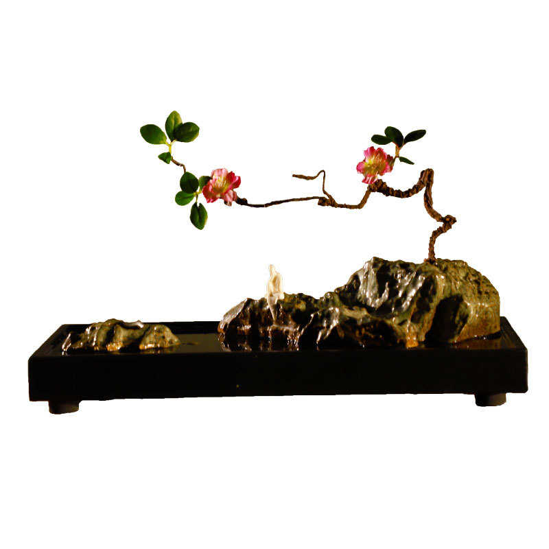 禅意陶瓷喷泉假山加湿器批流水器盆景办公室家居装饰客厅石头摆件