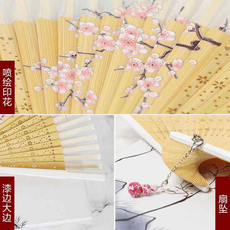新款直销工厂手工和风扇子 女式中国风折扇 古典汉服喷绘竹扇舞蹈