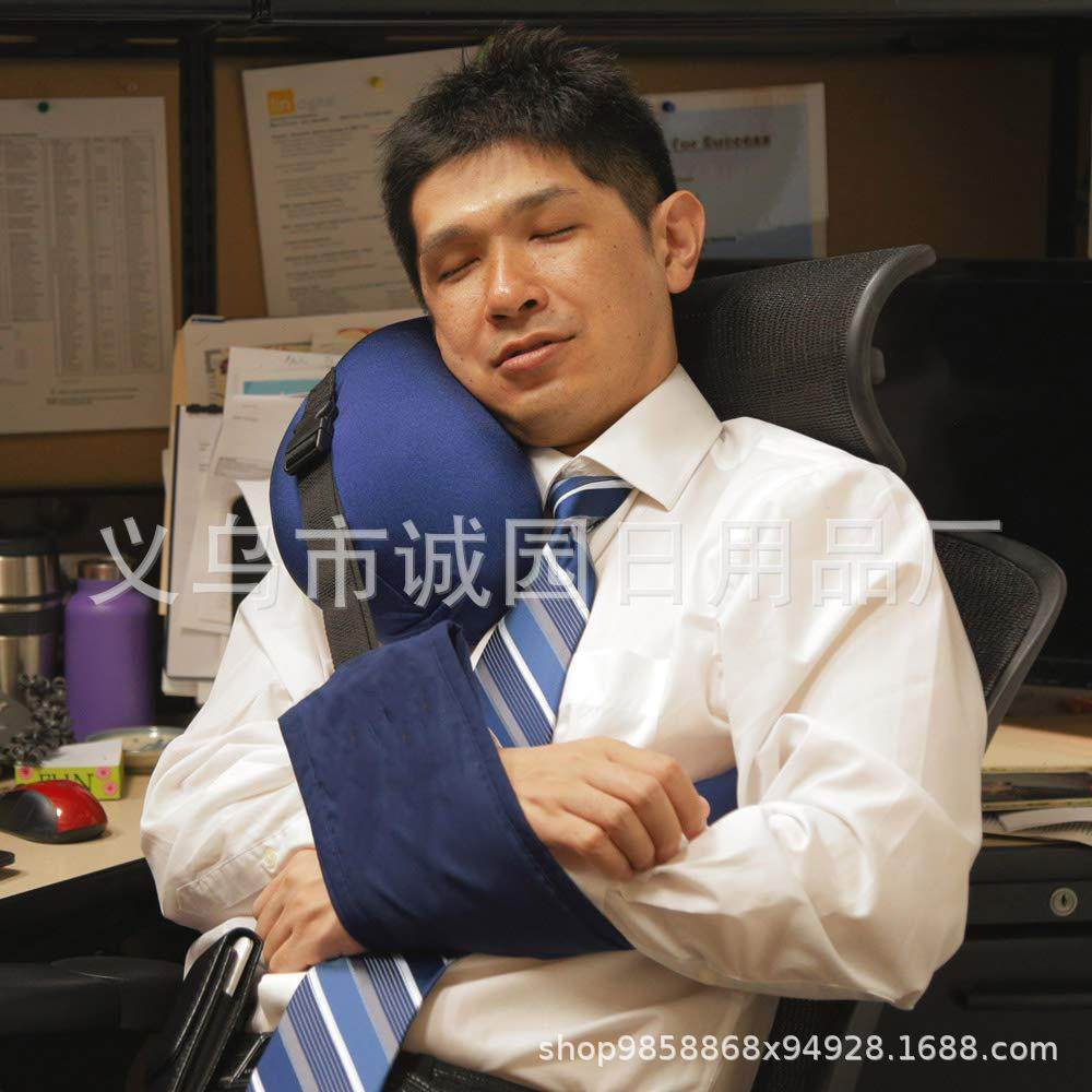 手臂带吊带旅195H行枕扶手旅行机颈枕舒适飞枕倾支斜撑枕头