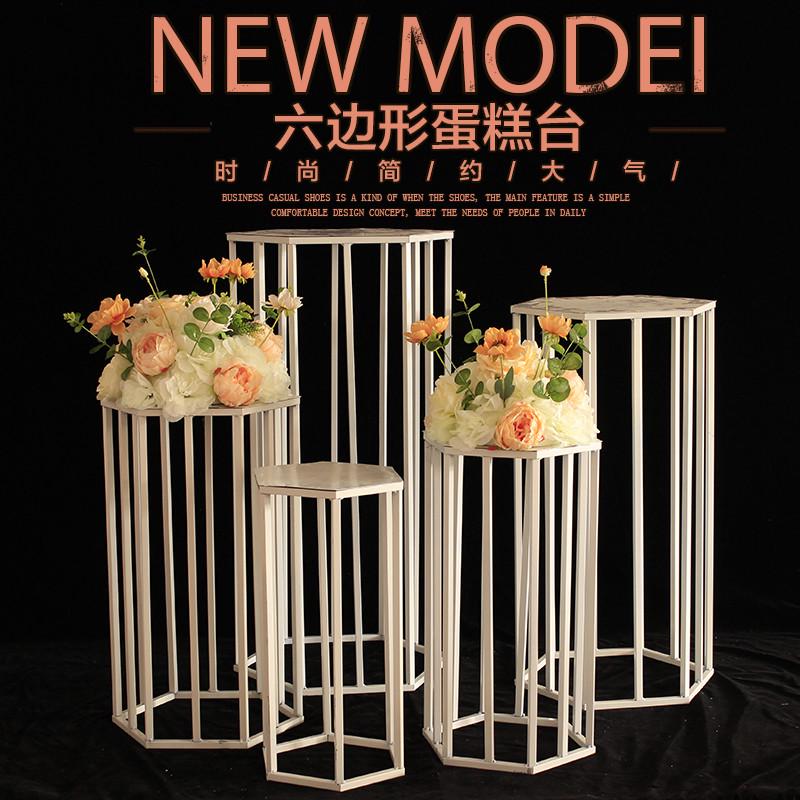 铁艺六边形蛋糕台架子甜品台迎宾区签到桌装饰摆件路引架婚庆道