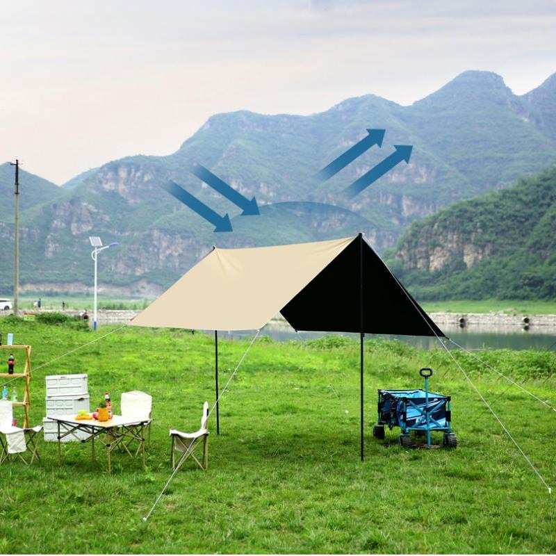 户外露营天幕野餐方形遮阳黑胶天幕加厚防晒涂层野营防雨遮阳棚