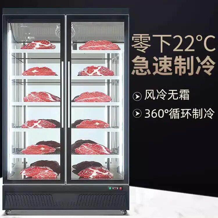 冷冻牛肉展示柜风冷不结冰立式商用冷柜榴莲速冻柜低温牛肉熟成柜