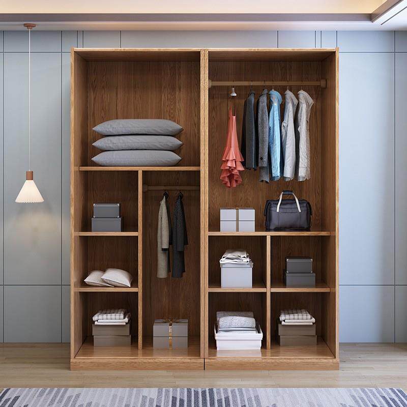 北美橡木衣柜两A03#门三门小户型门实木衣橱四红门五六门组柜合子