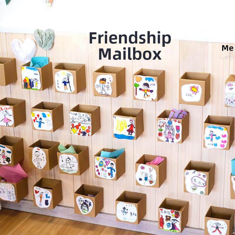 幼儿园阅读区环创语言角材料牛皮纸盒走廊倾听墙布置班级表征装饰