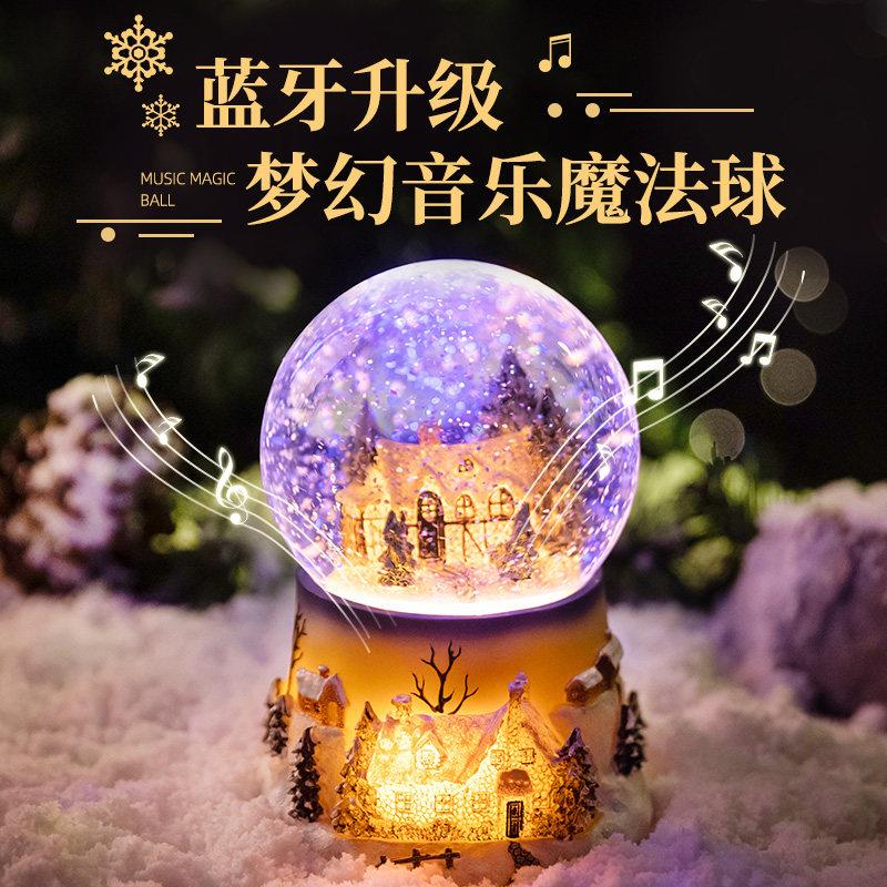 儿童旋转水晶球八音盒音乐盒送女生女孩子生日礼物夜灯摆件
