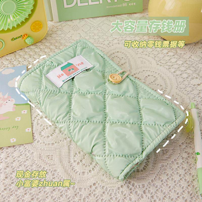 A6布艺现金存钱本小清新绿色活页收纳册大容量纪念钞家庭收纳本