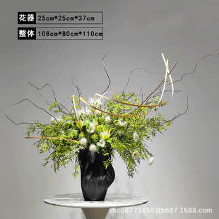 样板间餐桌设中式 饰品 玄关摆件吧台酒店售楼处花艺软仿真茶桌新装