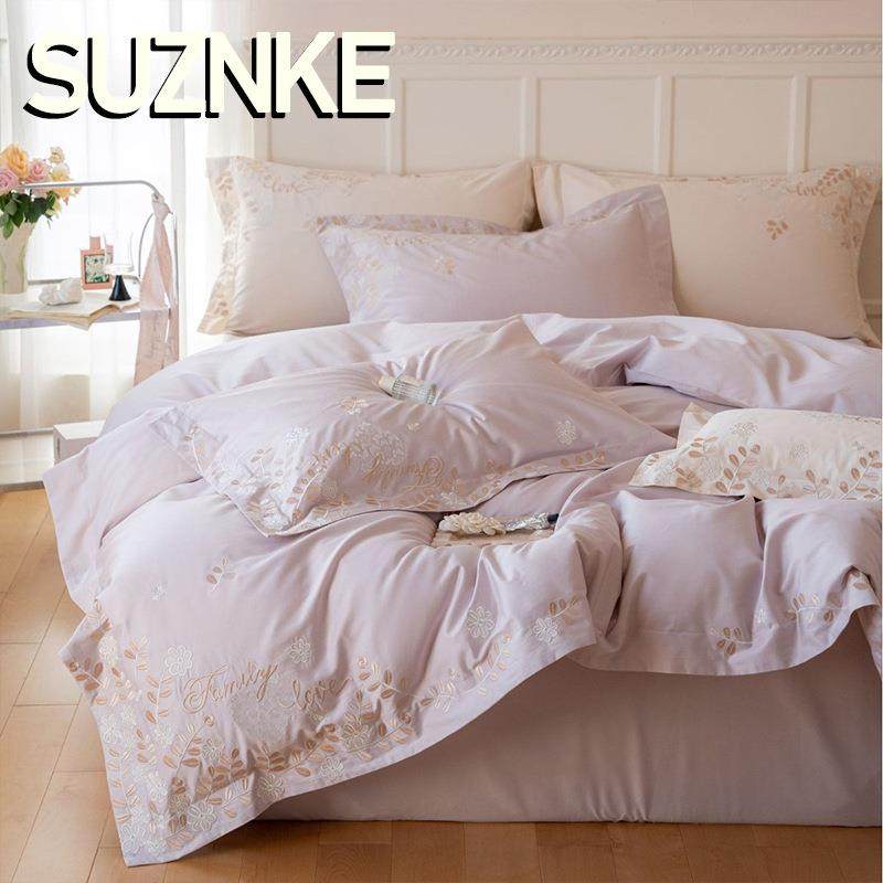 舒尊客||法式重工刺绣100s长绒棉贡缎全棉四件套高定轻奢纯棉床上