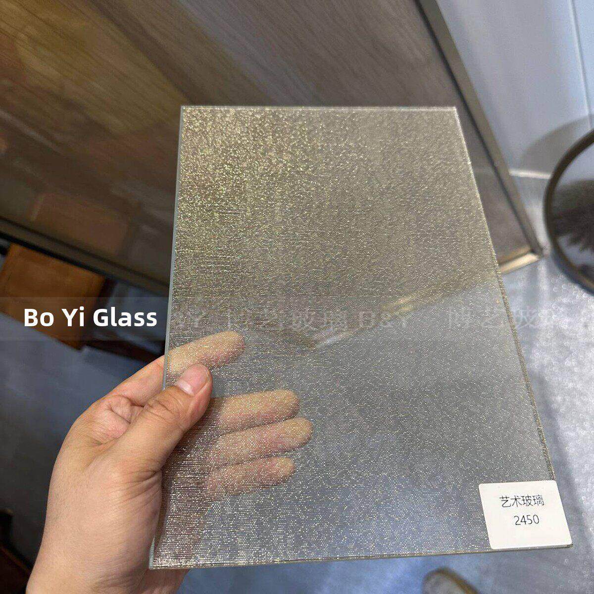 入口艺术玻璃高端丝质金属工程入口门双怪物入口隔断屏防爆超白