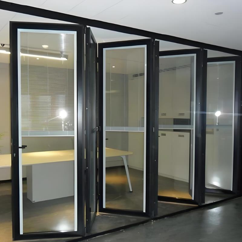 深圳东莞广州电动折叠玻璃门铝合金边框活动隔断门隐形门全景门