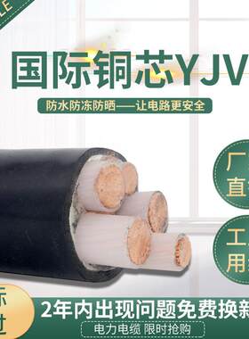 新款上上电缆16铜芯YJV22 2 3 4芯10平方25室外ZR动力电缆铜线35