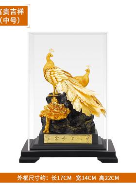 新款轻奢足档金金箔礼品摆件富贵吉孔雀高祥创闺蜜新婚结婚礼物意
