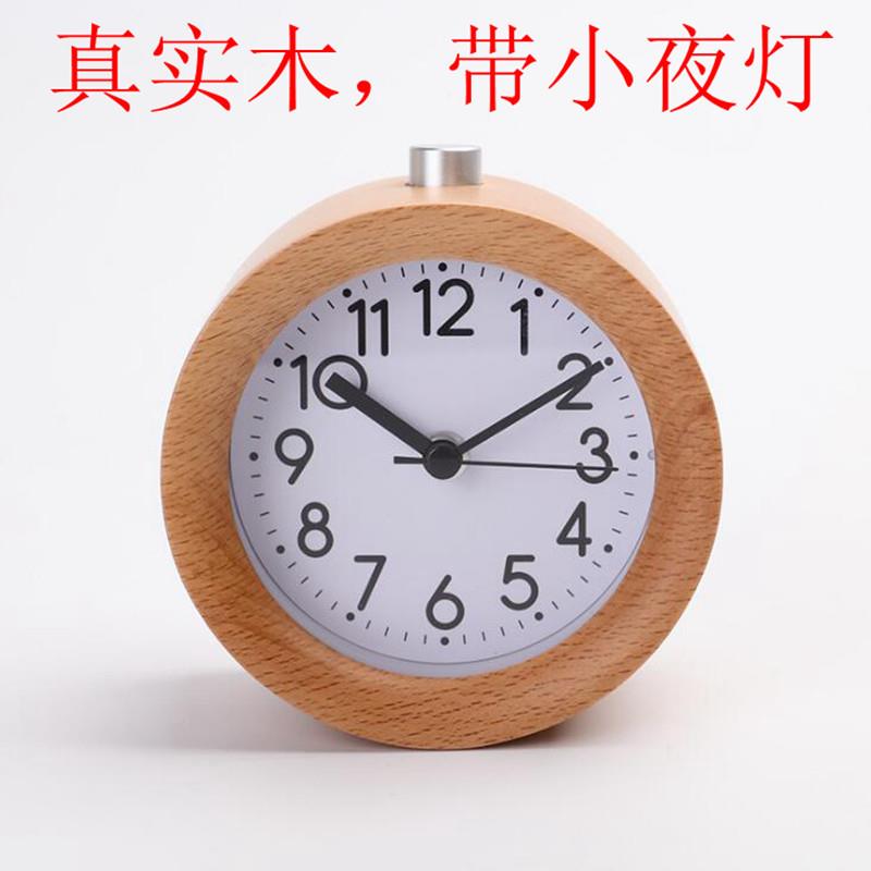 S-01圆形榉木创意闹钟懒人叫醒闹钟学生时钟厂家外贸