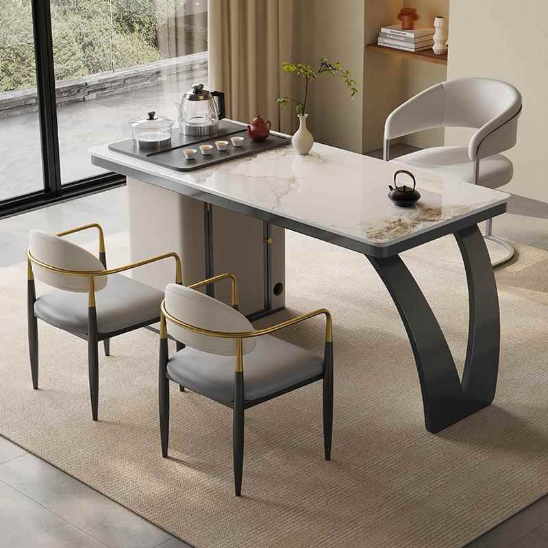 意式轻奢岩板茶桌椅组合小户型家用现代简约客厅自动烧水泡茶台