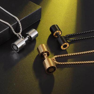 Fashion Creative Dumbbell Necklace Muscle Men Sports Fitness