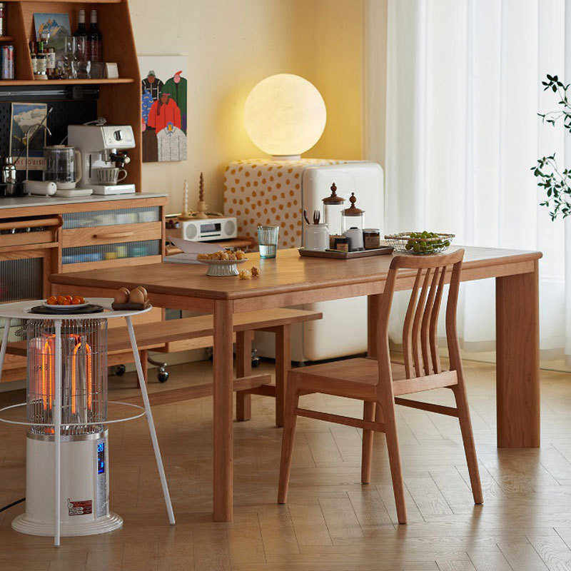北欧实木餐桌 家用客厅原木大板工作台日式民宿长方形樱桃木餐桌