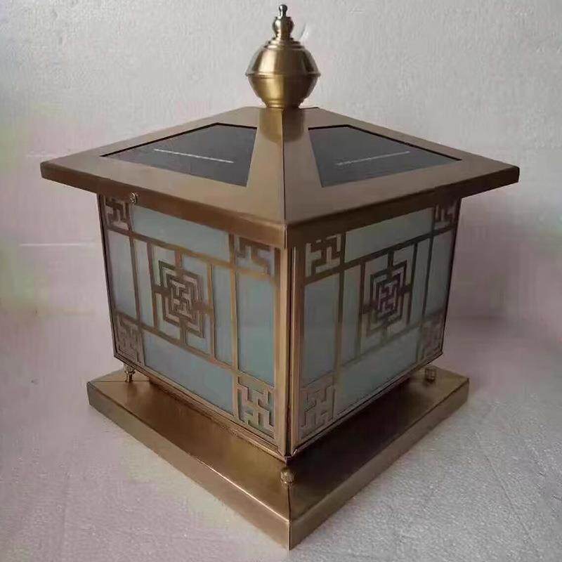 铜制户外柱头灯太阳能墙头灯围墙灯别墅门柱灯防水大门灯家用led
