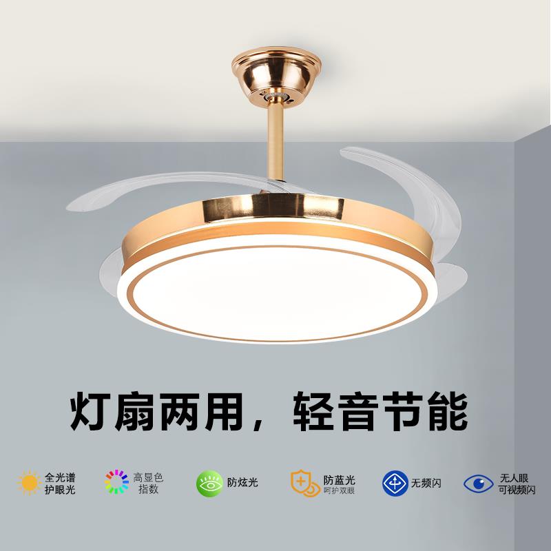 大叶隐形吊扇灯家用客厅饭厅卧室吸顶吊式电风扇灯吊灯灯具