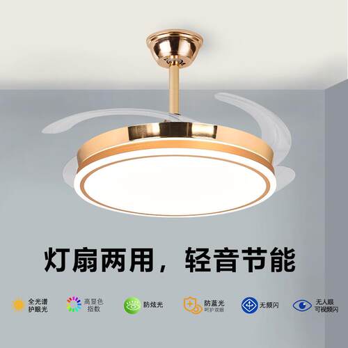 大叶隐形吊扇灯家用客厅饭厅卧室吸顶吊式电风扇灯吊灯灯具