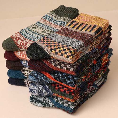 5 Vintage Pattern Socks National Style Warm and Comfortable