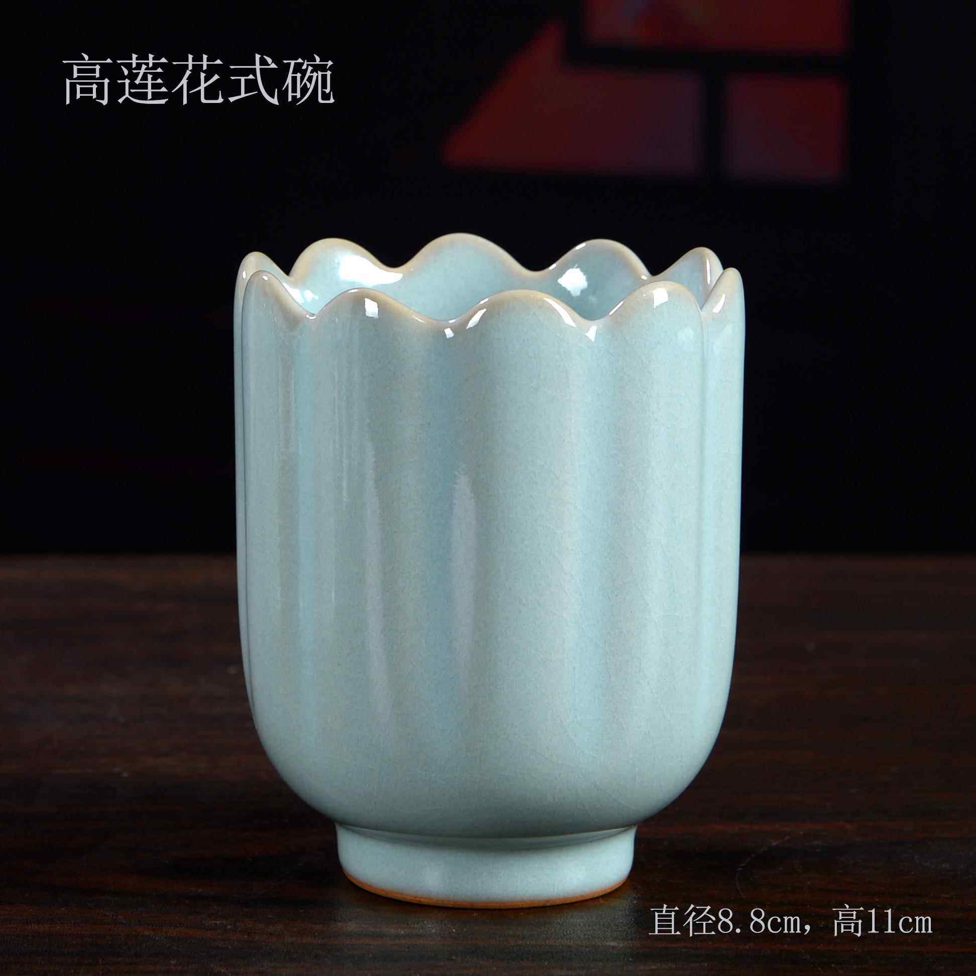 高档汝陶瓷笔筒汝瓷窑茶筒书房面式办公桌装饰品摆件桌中特色节日