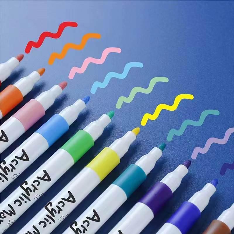 防水速干丙烯马克笔学生美术绘画48色丙烯笔多用途颜料油漆笔批发