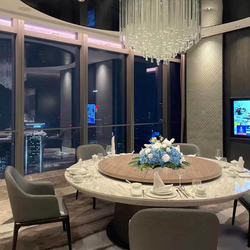 酒店大圆餐桌转盘中间装饰餐桌花摆花桌花摆件宴会花艺会议花