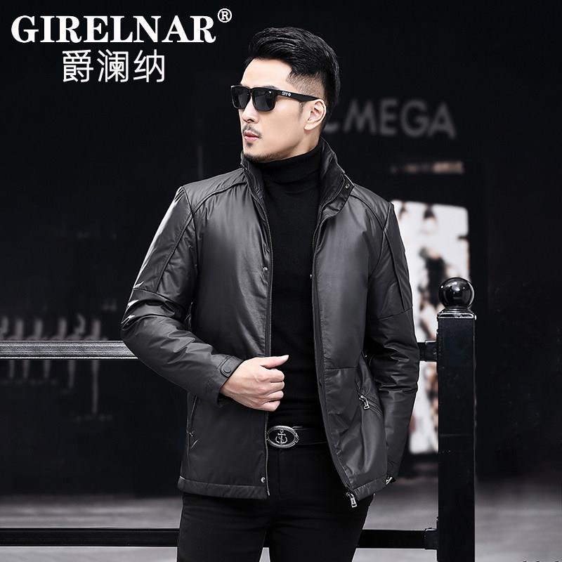 爵澜纳2025冬季新款头层牛皮羽绒服男保暖真皮皮衣男皮夹克男外套