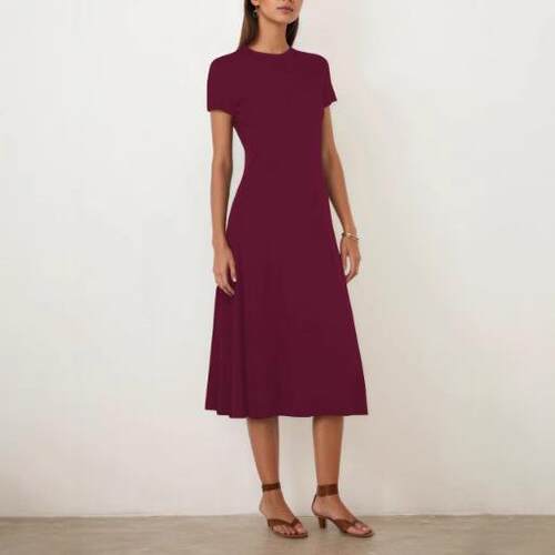 Round neck short sleeved skirt dress