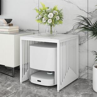 扫地机器人置物架简约现代基站柜轻奢岩板小桌子沙发边几可移动