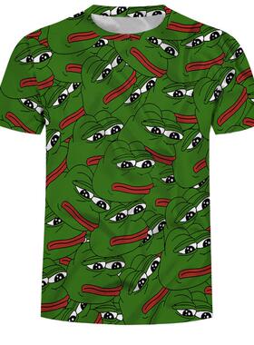 Sumer Hot Meme Pepe Frog T Shirt Men Summer Fashion 悲伤青蛙