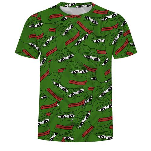 Sumer Hot Meme Pepe Frog T Shirt Men Summer Fashion 悲伤青蛙