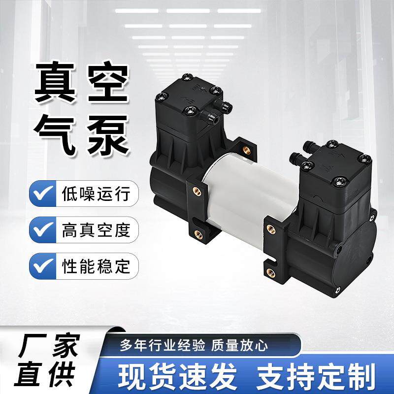真空气泵微型电动隔膜气泵12V抽气泵220V双头泵无油真空双头泵