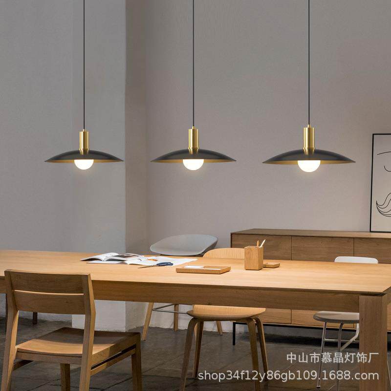餐厅灯现代简约餐桌岛台长线吊燈饰全铜轻奢咖啡厅吧台工装吊灯具