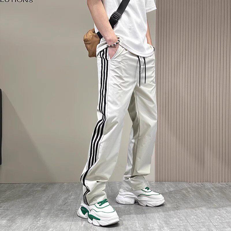 it neith BIAS春夏大码条纹速干休闲裤子男百搭宽松直筒运动卫裤