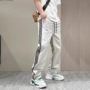 条纹速干休闲裤 BIAS春夏大尺码 子男百搭宽松直筒运动厚 neith