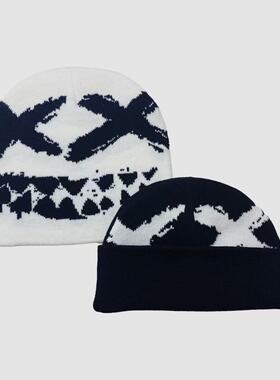 Unisex Knitted Fabric Beanie - Bone Graphic Black & White