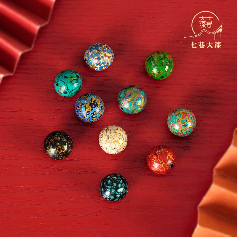 漆珠福州大漆12mm手串礼品漆器新中式螺钿漆器犀皮非遗