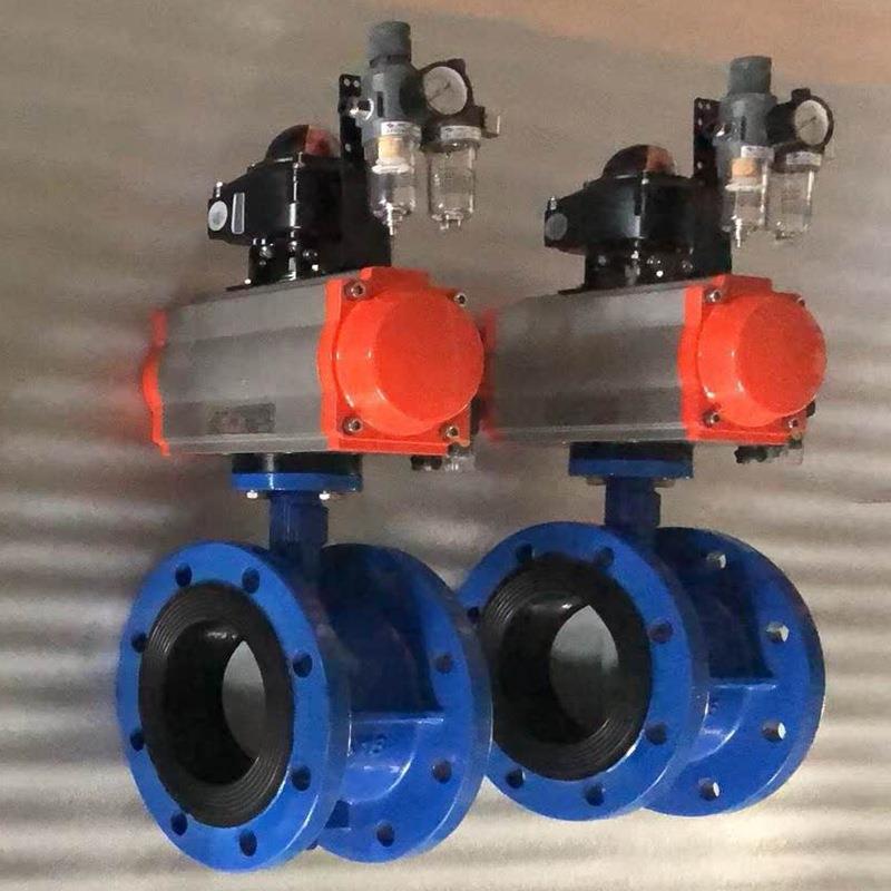 D641X-16C气动法兰蝶阀DN300气动软密封蝶阀DN400气动开关蝶阀500