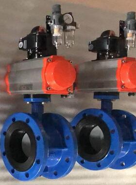 D641X-16C气动法兰蝶阀DN300气动软密封蝶阀DN400气动开关蝶阀500