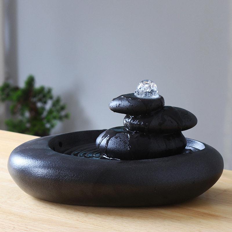 时来运转水晶球风水轮聚宝盆鱼缸水景循环水流水生财摆件微景观