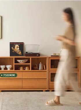 日式实木家用书柜合客FVM厅收纳置物展示柜樱桃木志柜杂储餐物组